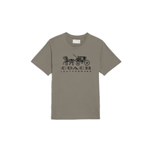 COACH Letter Print Crew Neck Pullover Short-Sleeved T-Shirt Men's Gray