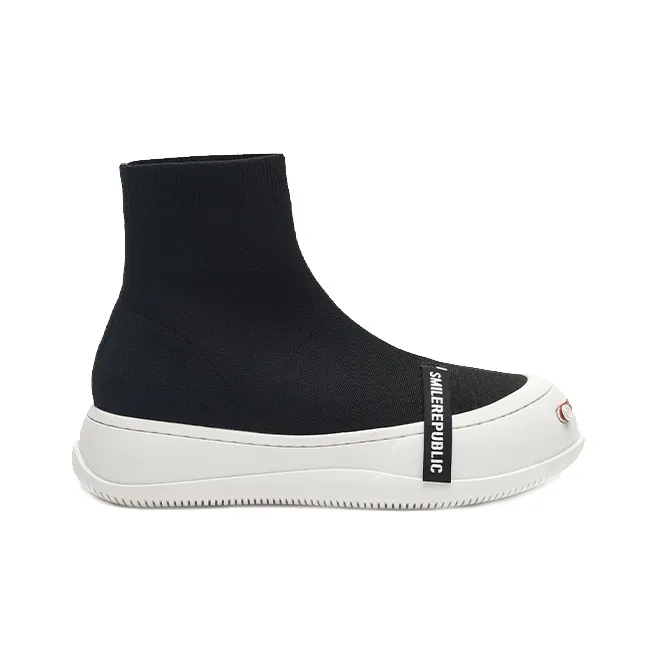 SMILEREPUBLIC Anti-Slip Wear-Resistant High-Top Casual Shoes Unisex Black-1