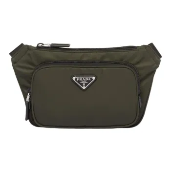 PRADA Recycled Nylon Saffiano Leather Fanny Pack Sling Bag Men's Moss Green