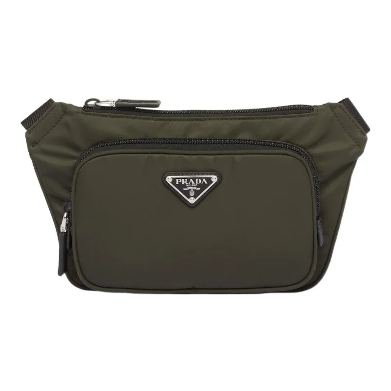 PRADA Recycled Nylon Saffiano Leather Fanny Pack Sling Bag Men's Moss Green-0