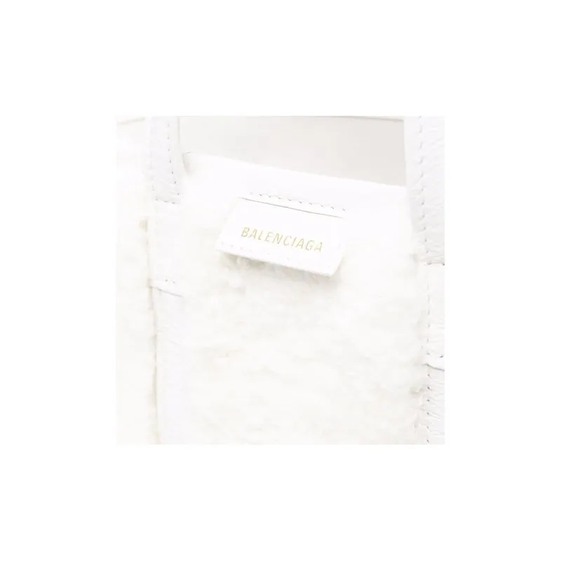 Balenciaga Barbes Sheepskin Shearling Crossbody Handbag Trumpets Women's White-2