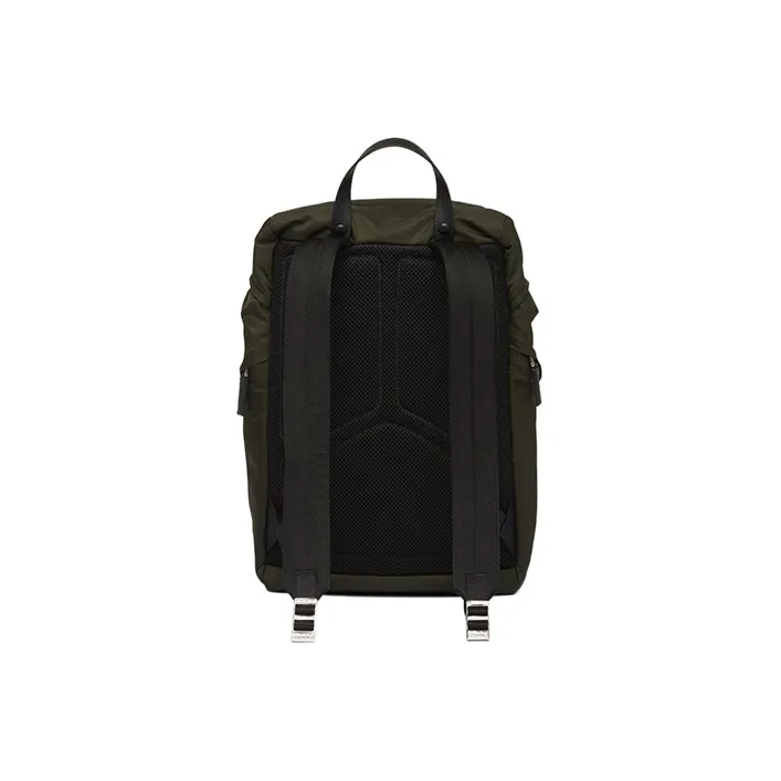 PRADA Recycled Nylon With Saffiano Leather Backpack Men's Moss Green-2