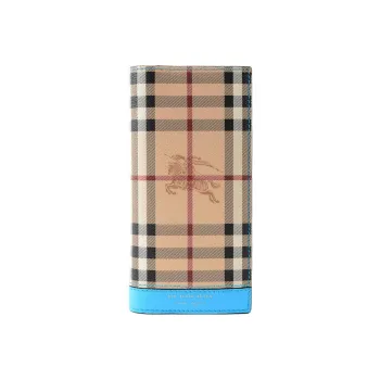 Burberry Calfskin Trim Wallet Men's Camel/Blue
