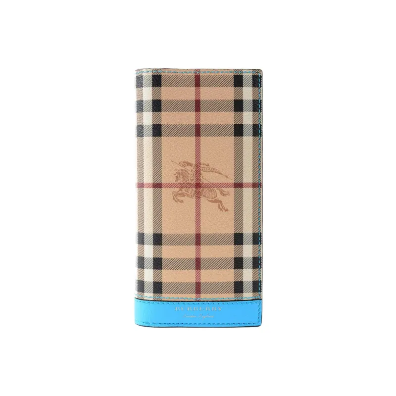 Burberry Calfskin Trim Wallet Men's Camel/Blue-0