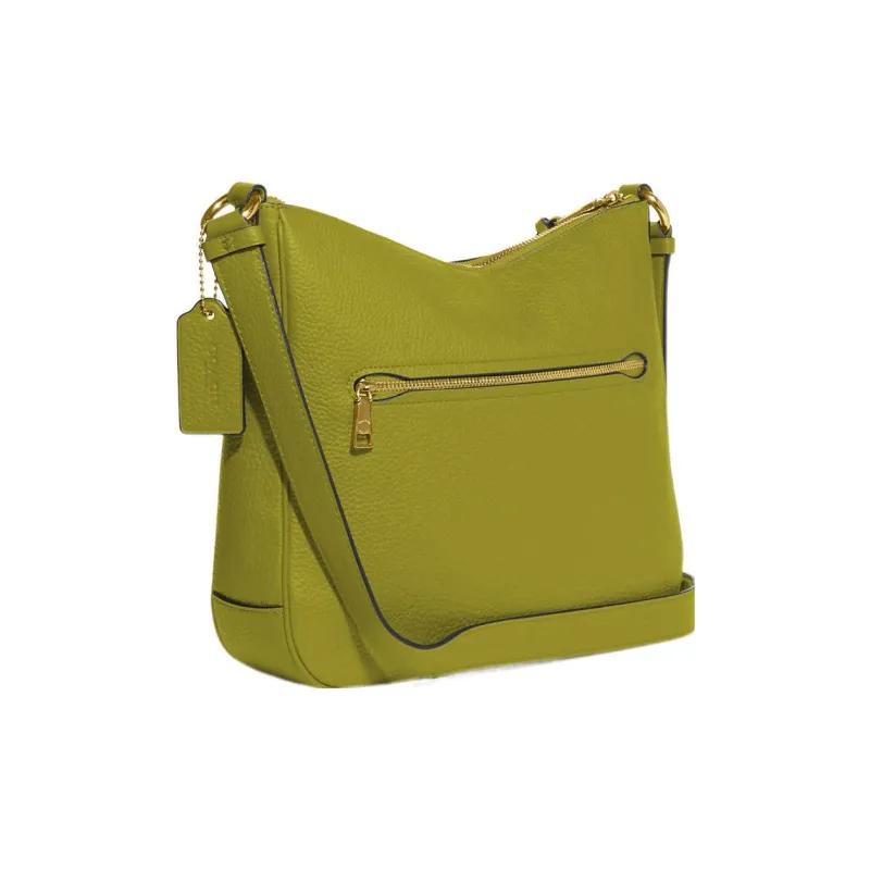 COACH Ellie Pebbled Leather File Bag Shoulder Bag Crossbody Bag Medium Size Women's Yellow Green-1