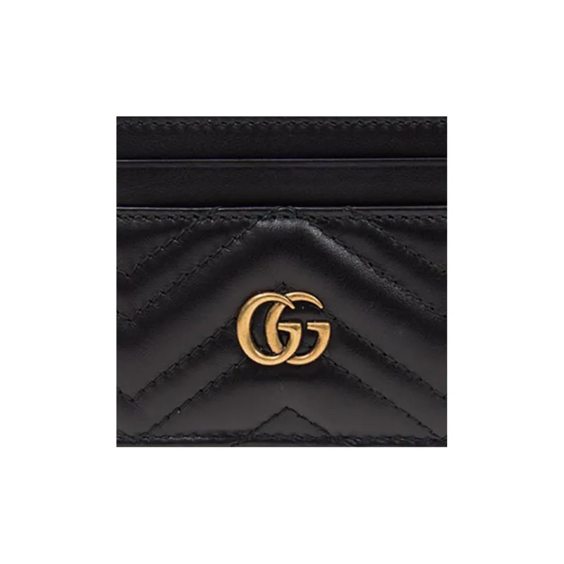 GUCCI Quilted Leather Card Holder Card Holder Women's Black-4