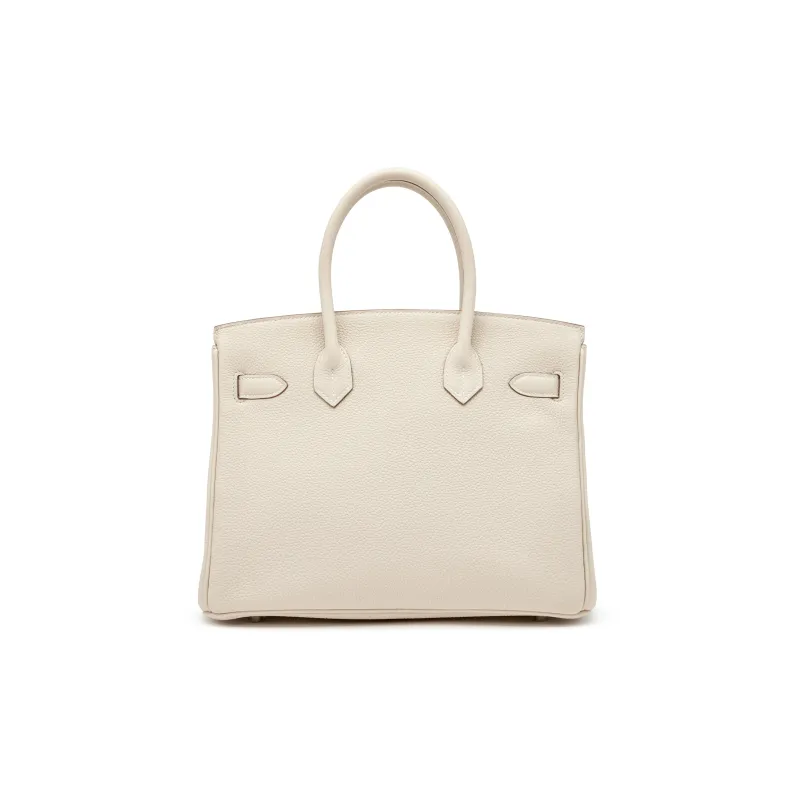 HERMES Birkin Togo Calfskin Birkin Bag Handbags Regular Women's 0T Mushroom White-3