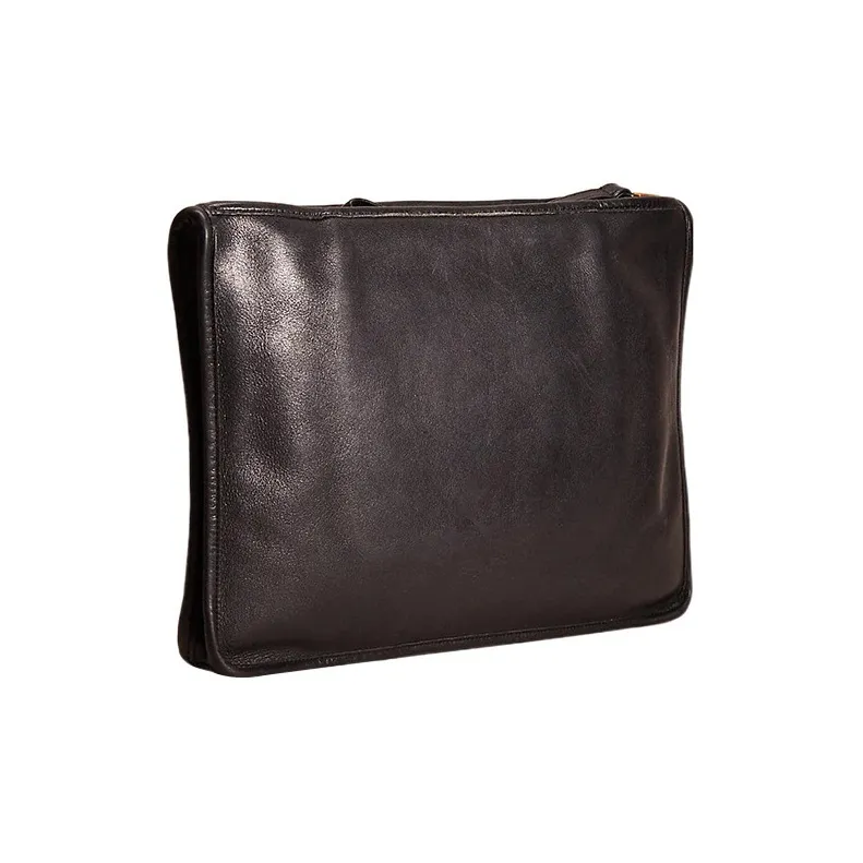 COACH Leather Wallet Clutch Tubas Women's Black-1
