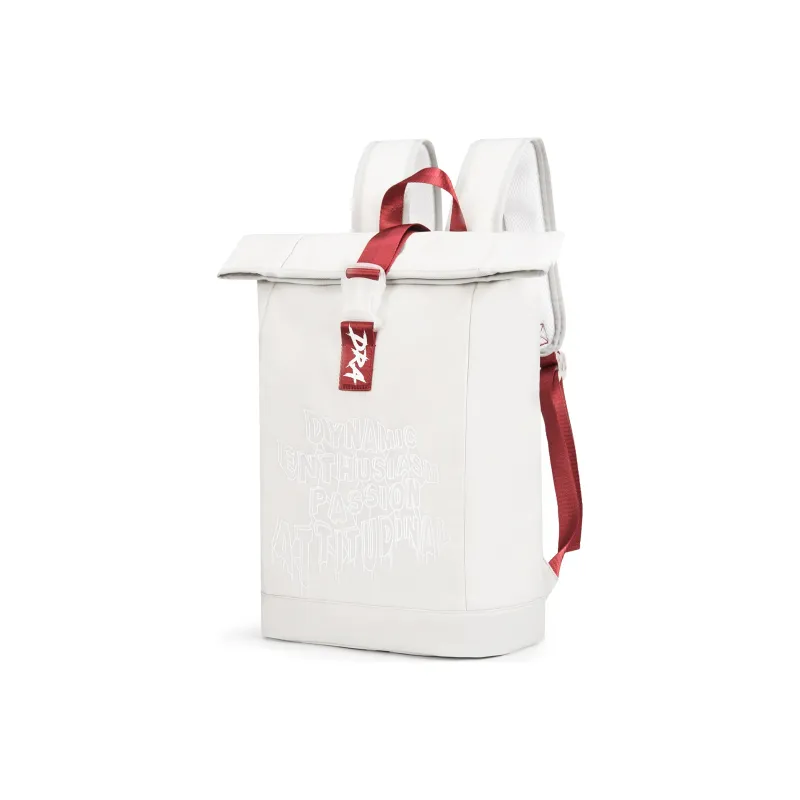 DRACONITE Nylon Student Backpack Regular Unisex Gray Red Stamped-1