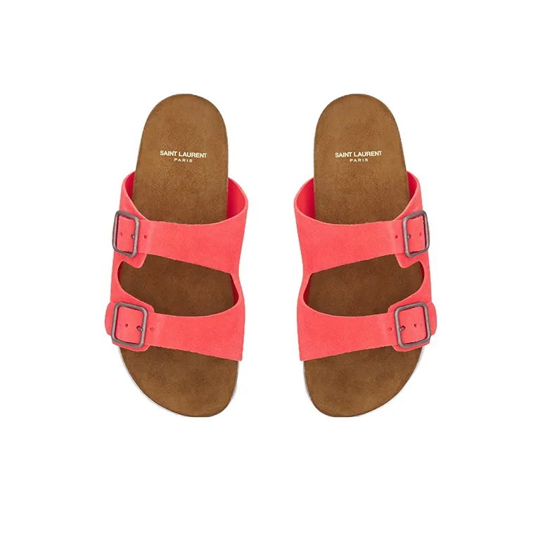 SAINT LAURENT Jimmy Double Strap Slip On Sandals-3