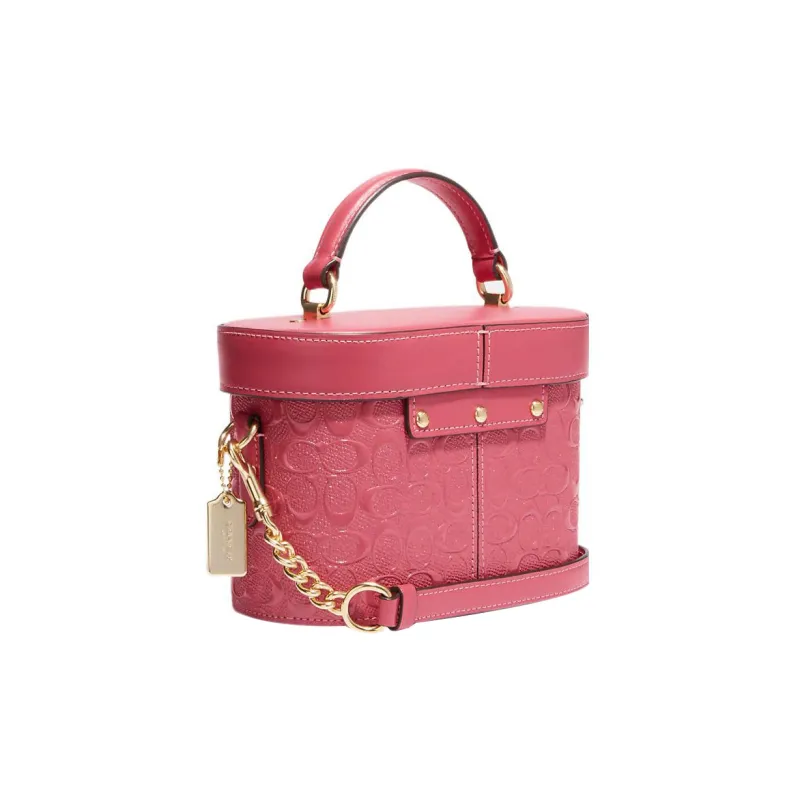 COACH Kay Leather Box Bag, Handbag, Shoulder Bag, Crossbody Bag Trumpets Women's Pink-1