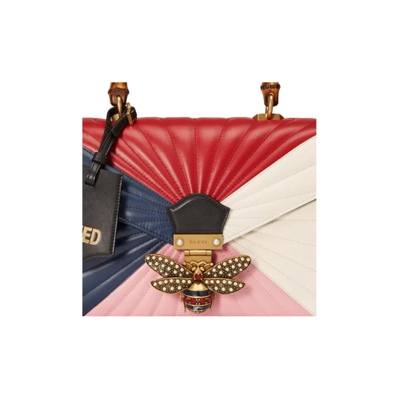 GUCCI Multicolor Leather Shoulder Bag Crossbody Bag Handbag Large Size Women's Red/Blue/Pink/White-6