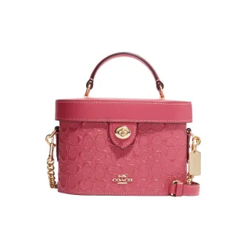 COACH Kay Leather Box Bag, Handbag, Shoulder Bag, Crossbody Bag Trumpets Women's Pink