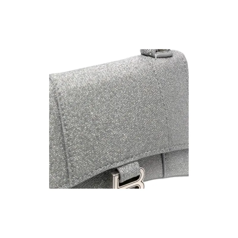 Balenciaga Hourglass Polyurethane Hourglass Bag, Shoulder Bag, Crossbody Bag, Handbag Mini Women's Silver-3