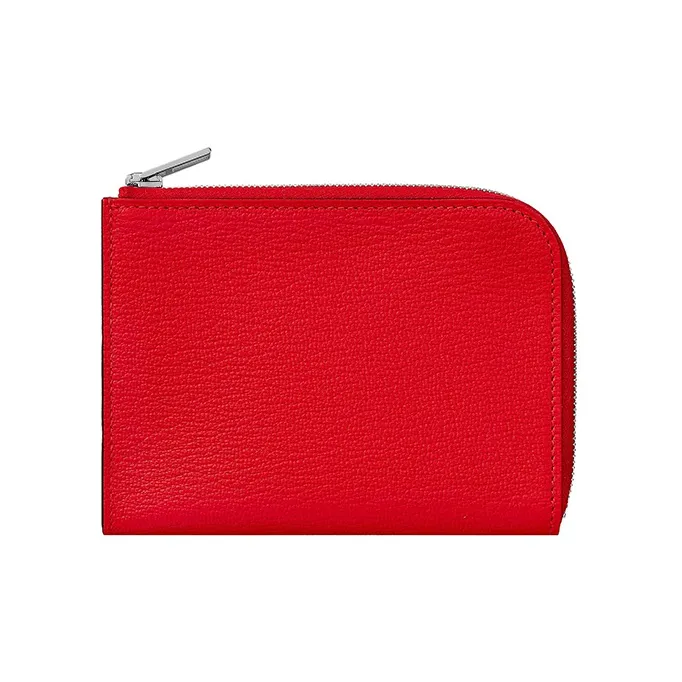 HERMES Mysore Goat Skin Wallet Women's S3 Rouge De Coeur Heart Red-0