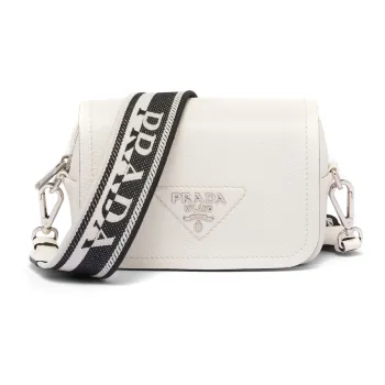 PRADA Leather Crossbody Bag Shoulder Bag Women's White