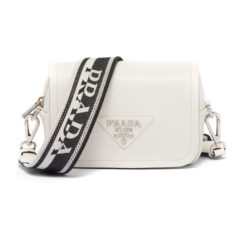 PRADA Leather Crossbody Bag Shoulder Bag Women's White-0