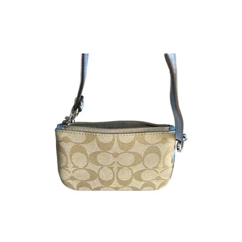 COACH Wristlet Canvas Wrist Bag Small Size Women's Light Khaki-2