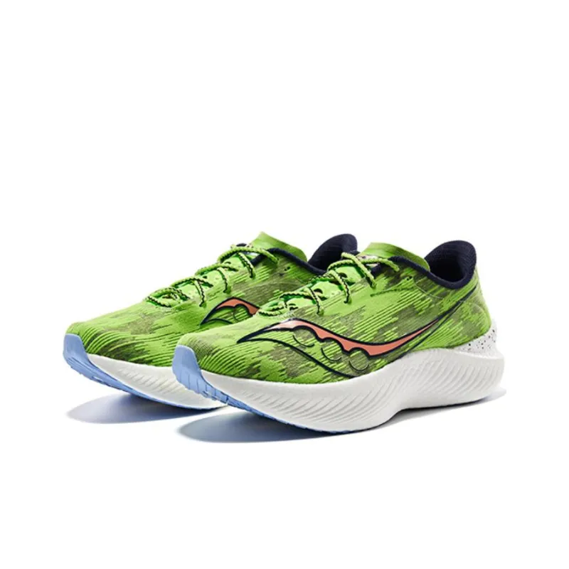 Saucony Endorphin Pro 3 Anti Slip Wear Resistant Low Top Carbon Plate Training Running Shoes Men's Green White-1