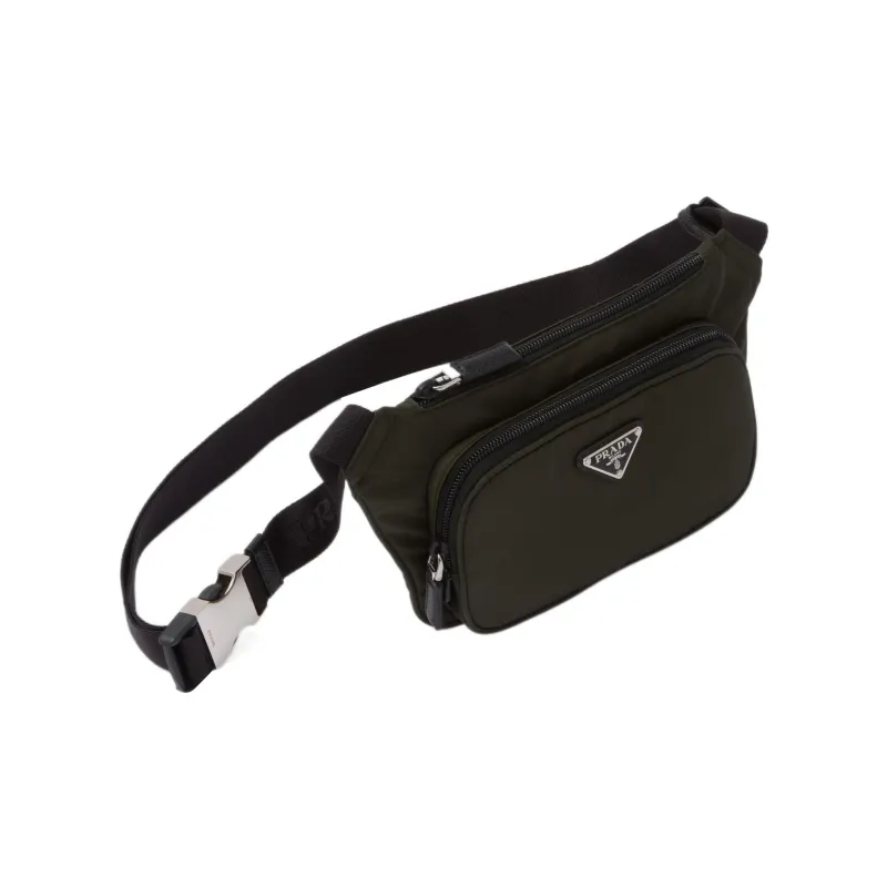 PRADA Recycled Nylon Saffiano Leather Fanny Pack Sling Bag Men's Moss Green-1