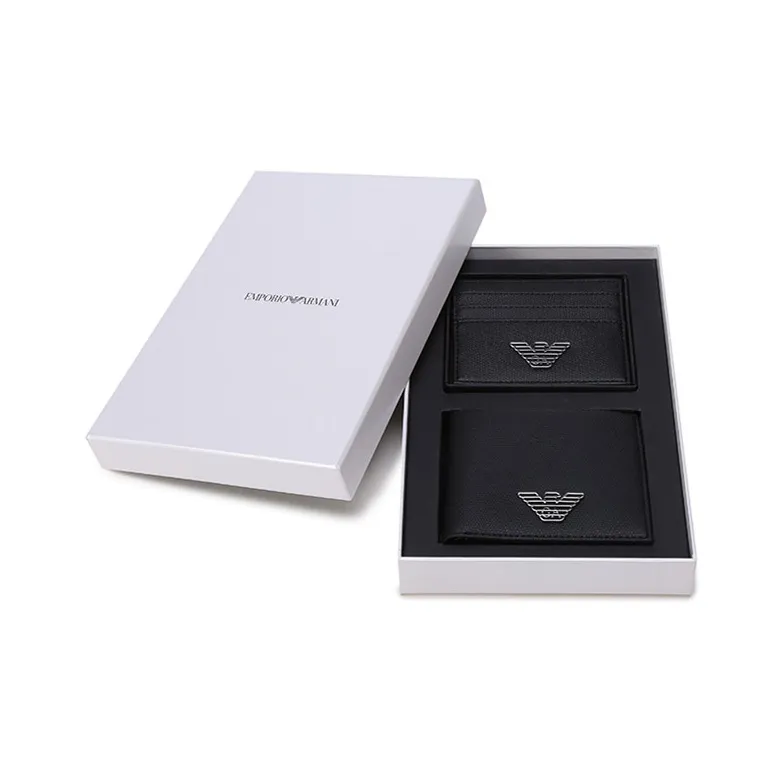 EMPORIO ARMANI Polyamide Leather Card Holder, Wallet Regular Men's Black-4