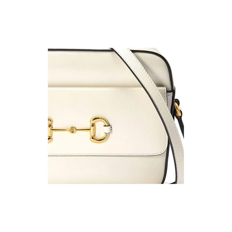 GUCCI Horsebit 1955 Leather Camera Bags Crossbody Bag Shoulder Bag Women's White-5
