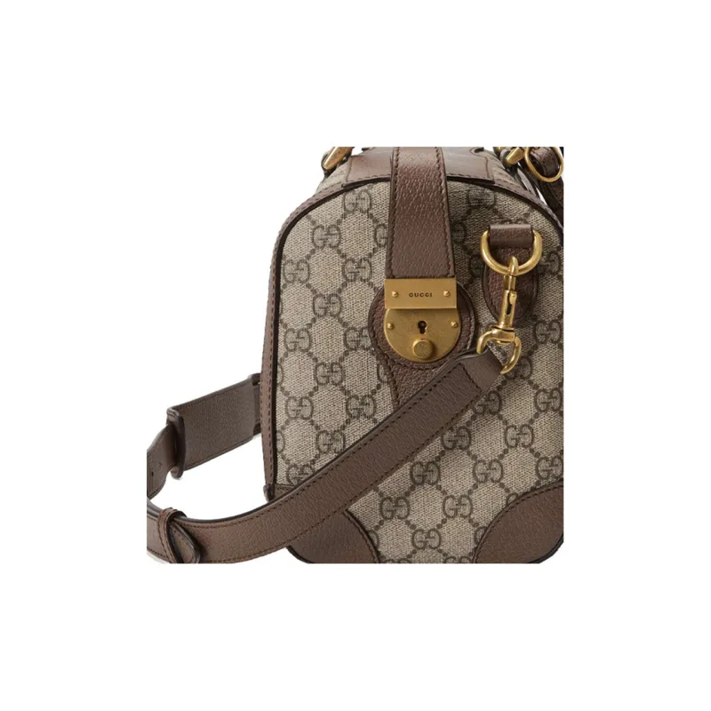 GUCCI Canvas With Leather Travel Bag, Shoulder Bag, Crossbody Bag, Handbag Small Size Men's Brown-6