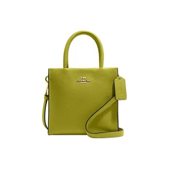 COACH Cally Pebbled Cow Leather Handbag Shoulder Bag Crossbody Bag Small Size Women's Olive Green