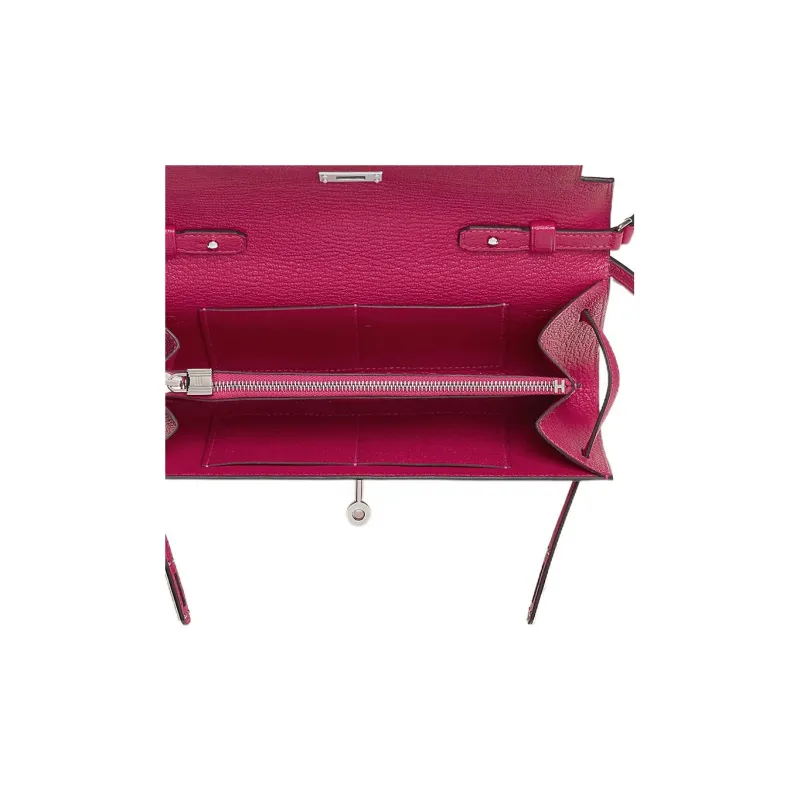 HERMES Kelly To Go Mysore Goat Skin Wallets Shoulder Bag Crossbody Bag Regular Women's Rose Mexico Pink-2
