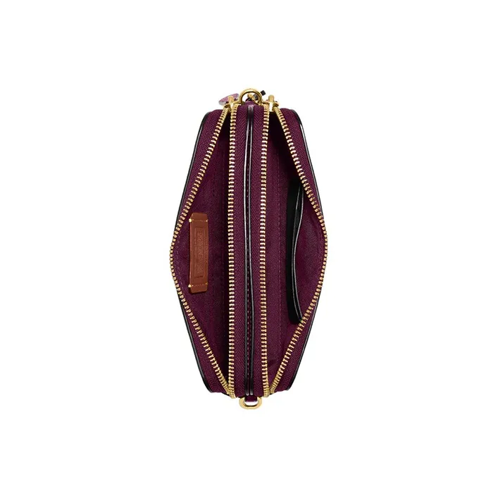 COACH Kira Litchi Grain Leather Storage Bag Clutch Crossbody Bag Women's Purple-3