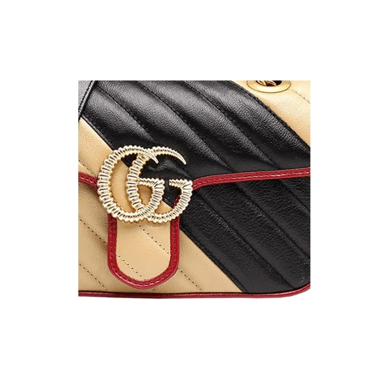 GUCCI GG Marmont Leather Crossbody Bag, Shoulder Bag Women's Black, Brown & Multicolor-5