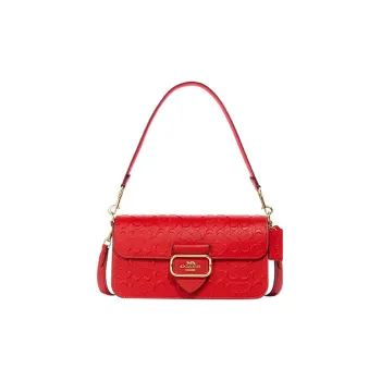 COACH Morgan Leather With Suede With Calfskin Shoulder Bag, Portable Crossbody Bag Women's Red
