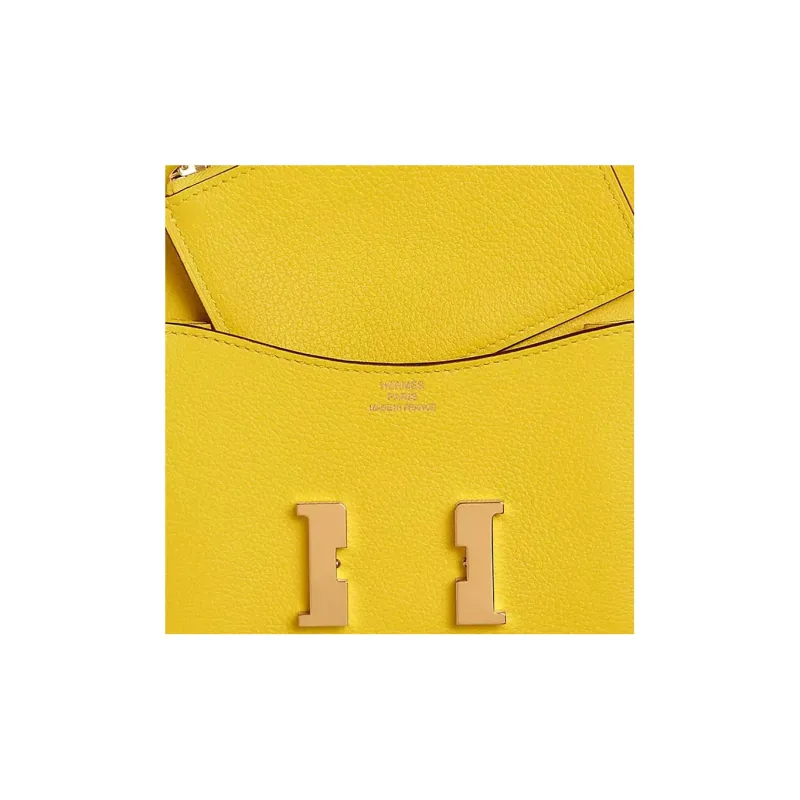 HERMES Constance Slim Evercolor Calfskin Wallet, Card Holder, Fanny Pack Women's Jaune De Naple Naples Yellow-3