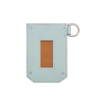 HERMES Colormatic Butler Calfskin With Mysore Goat Skin Card Holder Women's Light Tea Color/Dusty Blue
