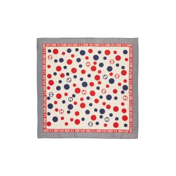 GUCCI Silk Scarves Women's Blue Red