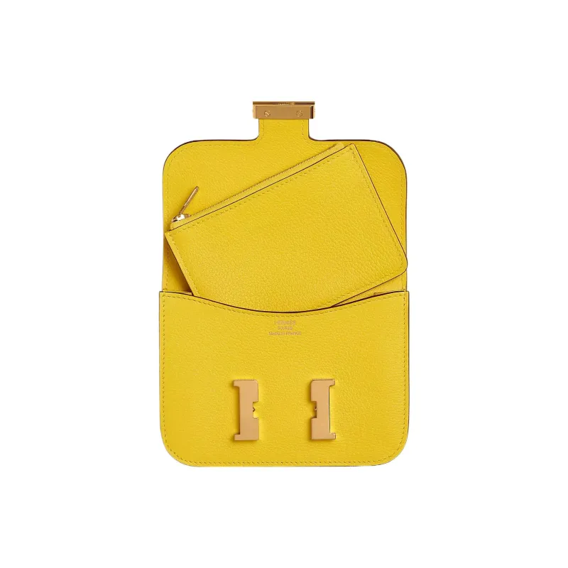 HERMES Constance Slim Evercolor Calfskin Wallet, Card Holder, Fanny Pack Women's Jaune De Naple Naples Yellow-2