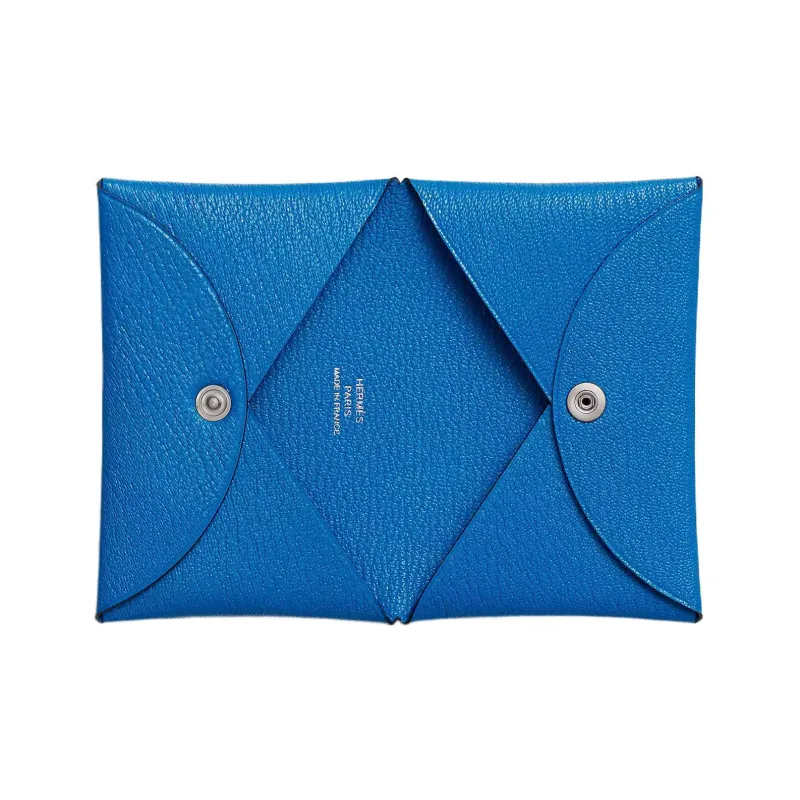 HERMES Calvi Mysore Goat Skin Card Holder Women's T7 Bleu Hydra Water Nymph Blue-1