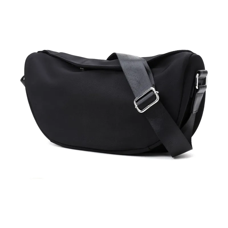 RUIGOR Fabric Fanny Pack Backpack Sling Bag Shoulder Bag Crossbody Bag Medium Size Unisex Black-2