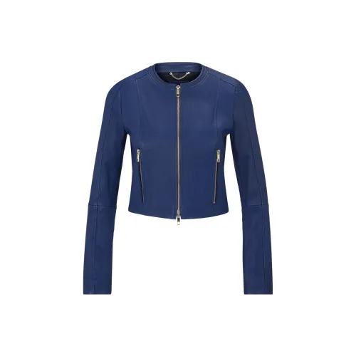 HUGO BOSS Leather Jackets Women's Blue