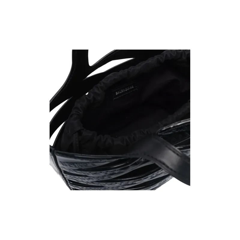 Balenciaga Polyurethane Nylon Bucket Bag Basket Bag Shoulder Bag Crossbody Bag Handbag Small Size Women's Black-3