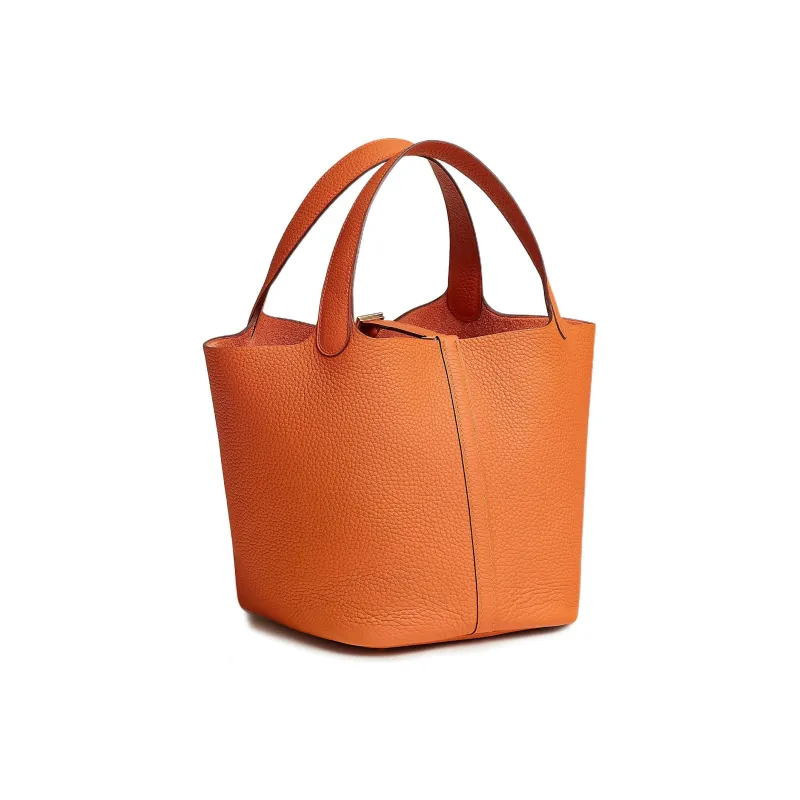 HERMES Picotin Taurillon Clemence Leather Basket Bag Handbag Bucket Bag 22 Women's 93 Orange Hermes Orange-2
