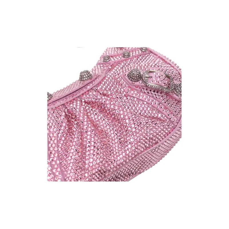Balenciaga Le Cagole Calfskin Biker Bag Dumpling Bag Portable Crossbody Bag Shoulder Bag Regular Women's Light Pink-3