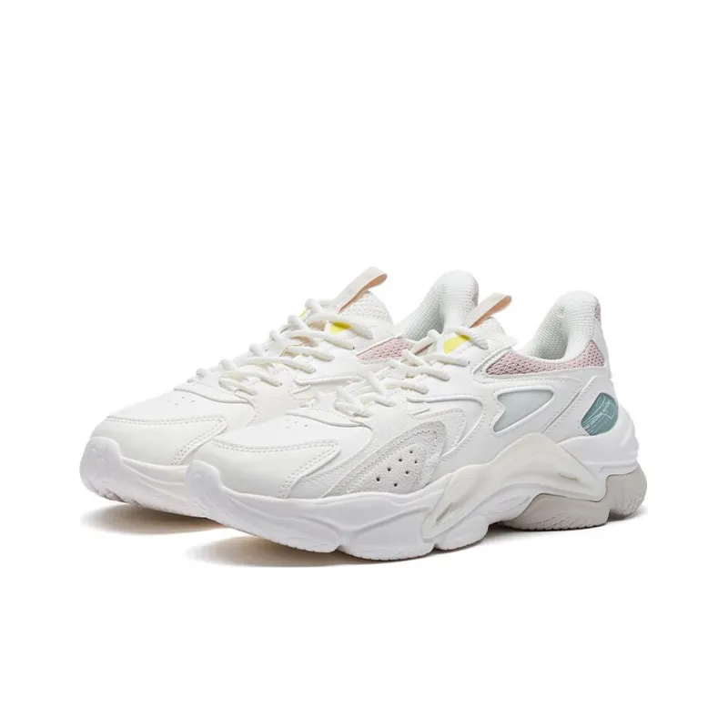 361° Cushioning, Slip Resistant, And Abrasion Resistant Low Top Sports Casual Shoes Women's White Green Pink-2
