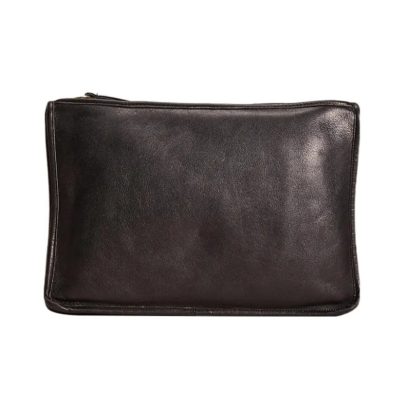 COACH Leather Wallet Clutch Tubas Women's Black-0