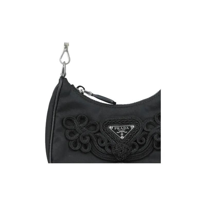 PRADA Nylon Shoulder Bag Handbag Mini Women's Black-3