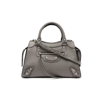 Balenciaga Neo Classic Cow Leather Catfish Bag Shoulder Bag Crossbody Bag Handbag Small Size Women's Silver Gray