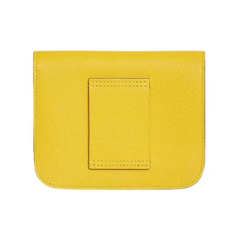 HERMES Constance Slim Evercolor Calfskin Wallet, Card Holder, Fanny Pack Women's Jaune De Naple Naples Yellow-1