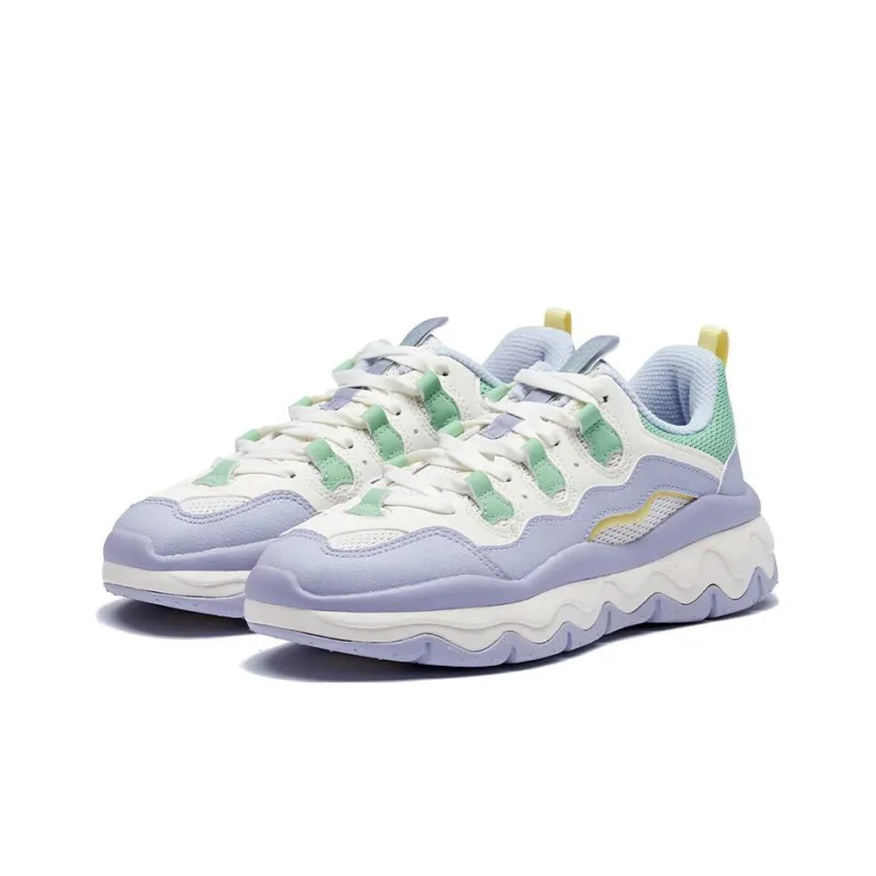 361° Cushioning, Slip Resistant, And Abrasion Resistant Low Top Sports Casual Shoes Women's Purple White Green-2