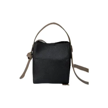 DEERE JACK Cow Leather Bucket Bag, Crossbody Bag, Handbag Regular Women's Black/Cookie/White/Milk Tea