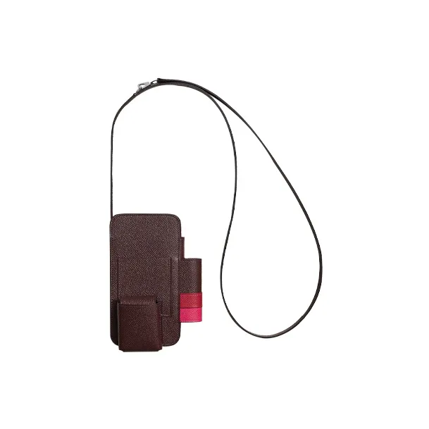 HERMES Hermèsway Epsom Calfskin Cell Phone Pouch Women's Maroon/Cassock Red/Bright Pink-1